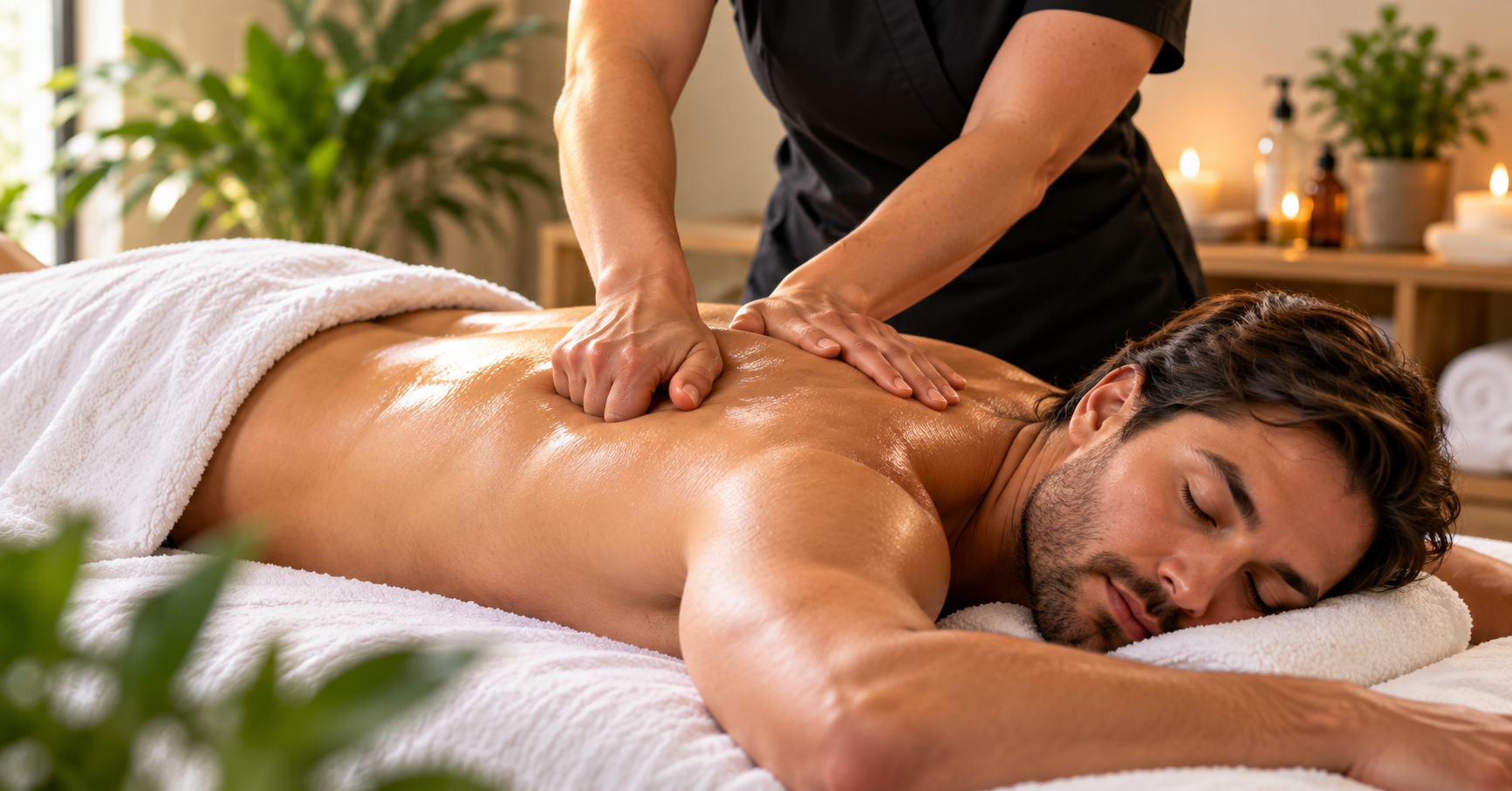 Deep tissue massage with firm pressure in a professional massage setting